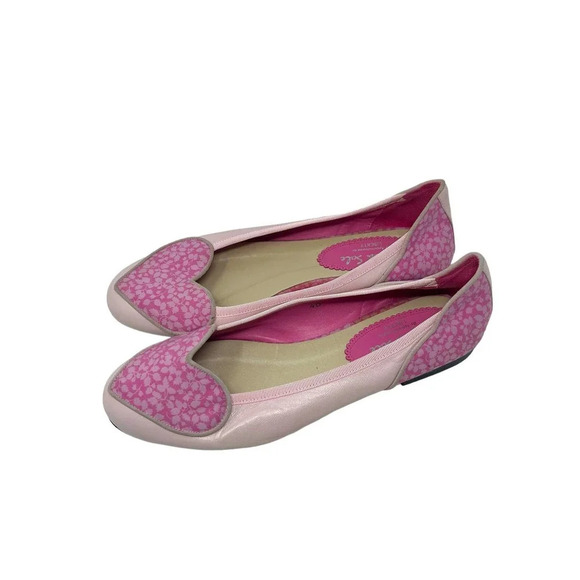 French Sole for Liberty‎ Of London Love Heart Pink Leather Flats Size 40 9.5 - Picture 4 of 9